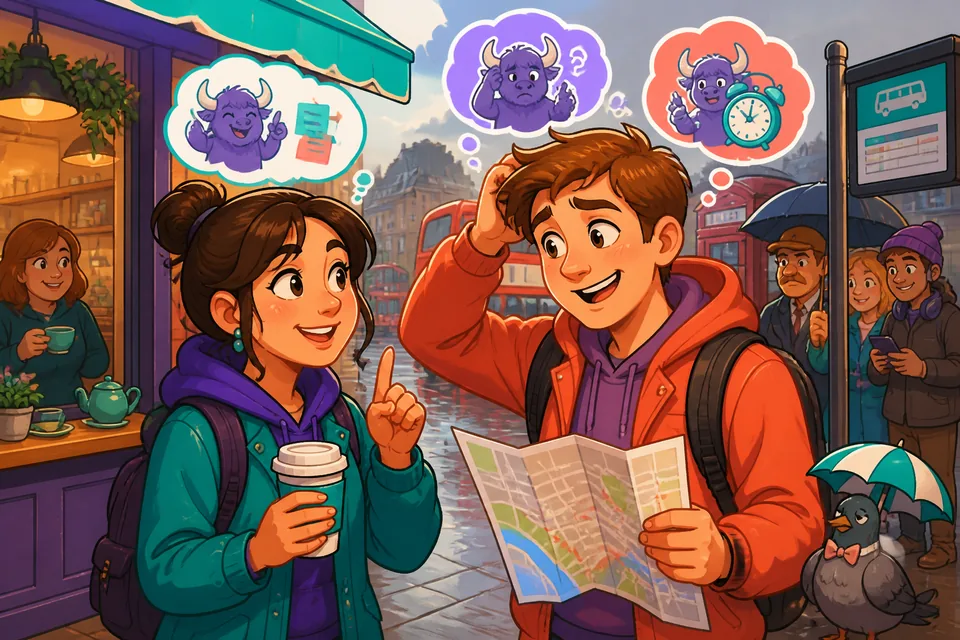Two friends talking in Spanish about forgetting and reminding — helpful for Spanish learning about memory.