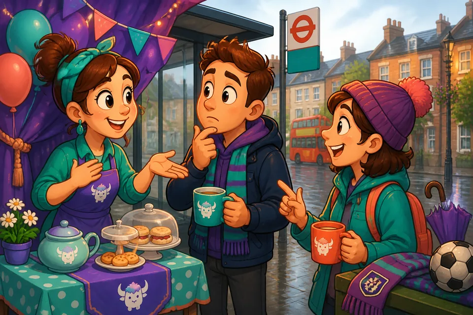 A small café scene where someone offers coffee and the other replies with short Spanish answers; perfect for A1 learners.