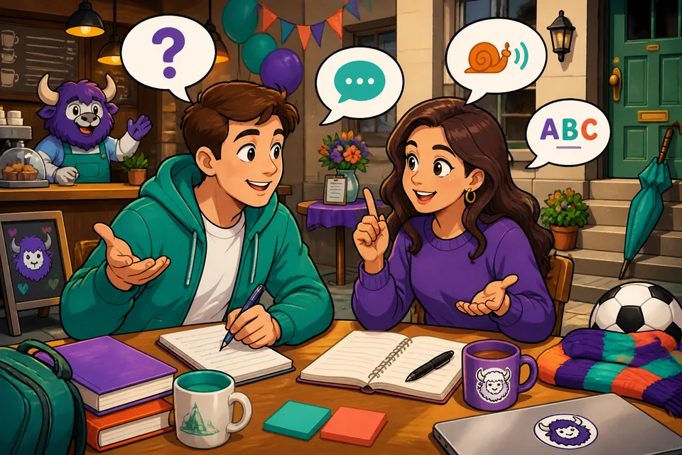 Close-up scene of a short Spanish dialogue where one person asks, '¿A qué te refieres?' to clarify.