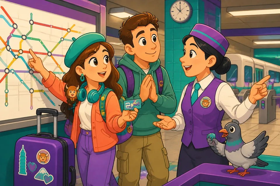 A friendly shop scene showing polite phrases for asking and thanking in Spanish.