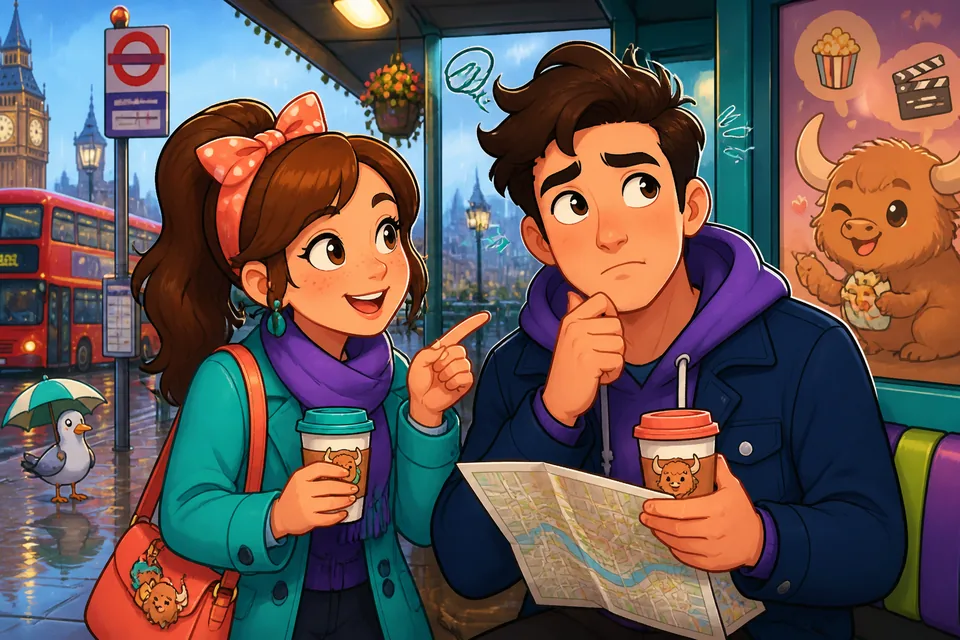 Anna and David use phrases such as 'A ver...' and 'Estoy tratando de acordarme.' while they search for words.