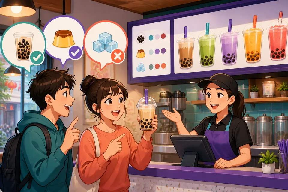 A colorful Taiwan night market scene showing Traditional Chinese signs, snacks, and drinks. The lesson topic is asking for what you want or need in Taiwan Mandarin.