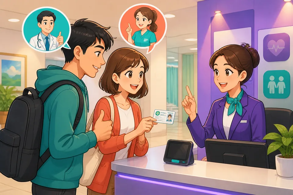 A beginner learner in Taiwan points to a menu while practicing Traditional Chinese yes/no answers in Taiwan Mandarin. The scene highlights simple survival replies used in daily conversation.