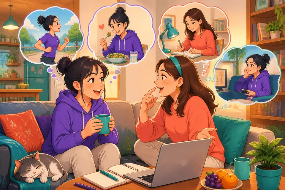A friendly morning street scene in Taiwan with breakfast shops opening, showing Traditional Chinese Taiwan Mandarin routine phrases for frequency and daily habits.