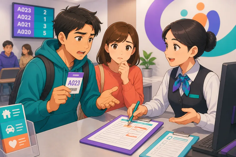 Two learners in Taiwan discuss why plans changed, with Traditional Chinese captions showing reason phrases. The scene highlights spoken Taiwan Mandarin for explaining causes.