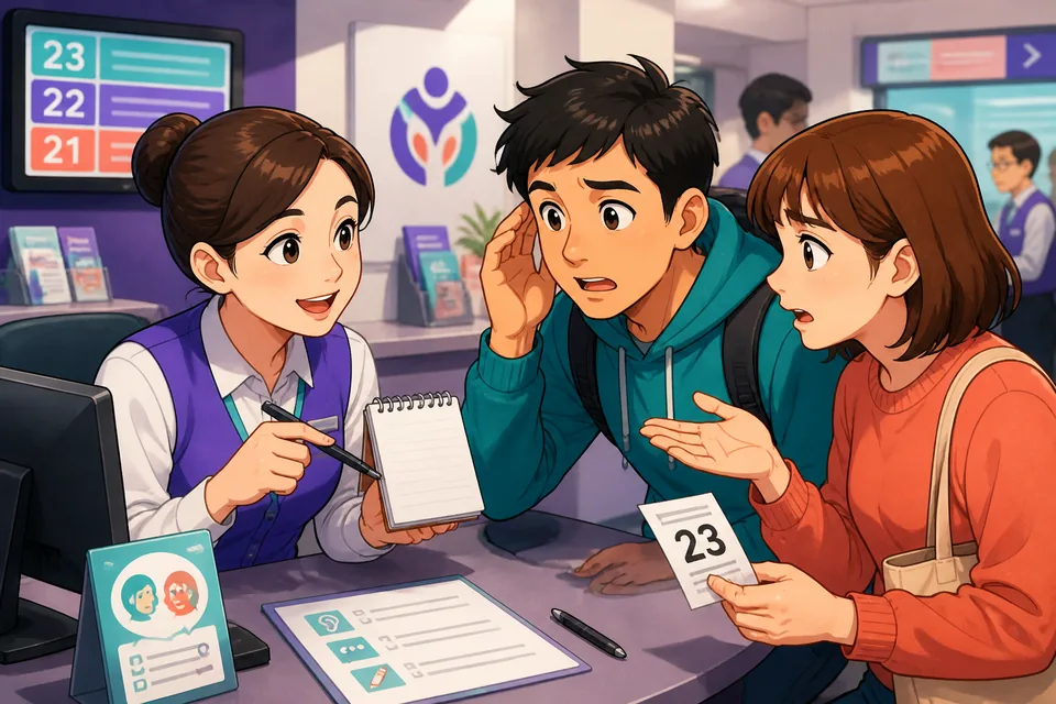 Traditional Chinese flashcards for Taiwan Mandarin conversation repair are spread on a table beside bubble tea and a notebook. The focus is on repeating, spelling, writing down, and checking understanding.