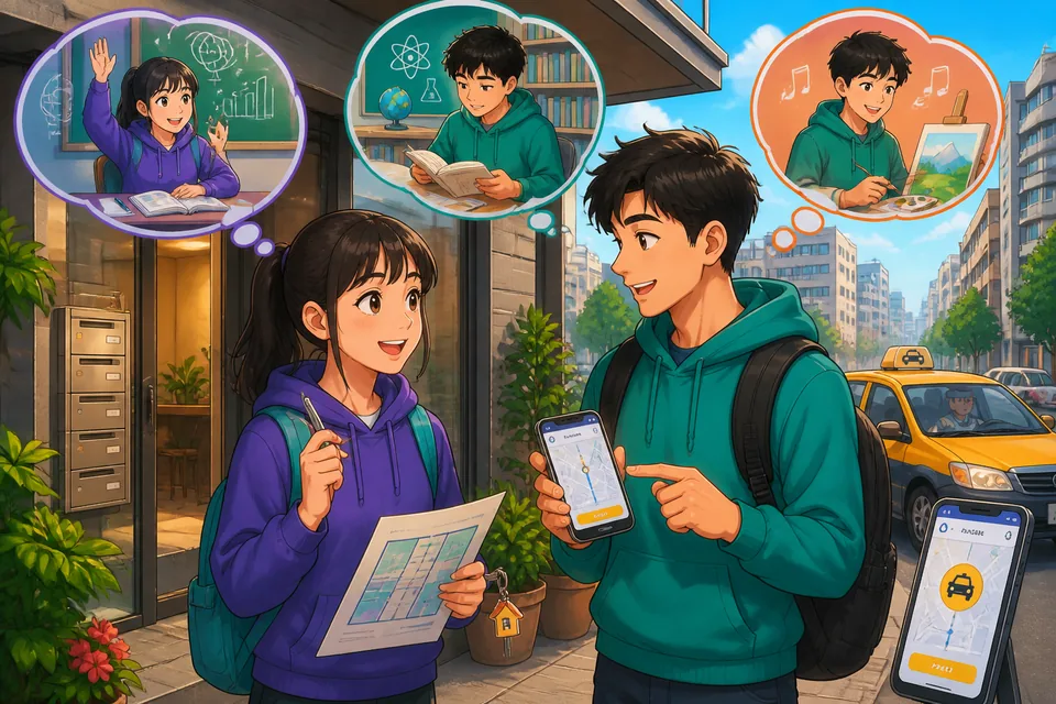 Anna and David sit in a lively classroom using Traditional Chinese Taiwan Mandarin to ask about homework, tests, and working in pairs.