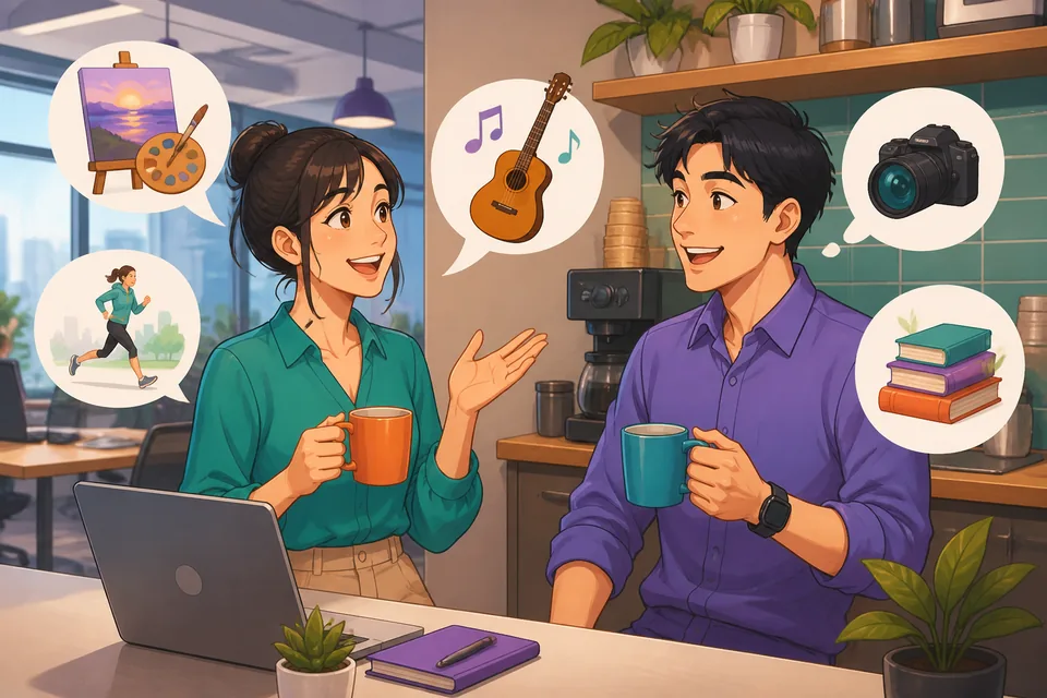 Anna and David talk about hiking, photography, and guitar practice in a friendly Taiwan Mandarin mini-dialogue using Traditional Chinese.