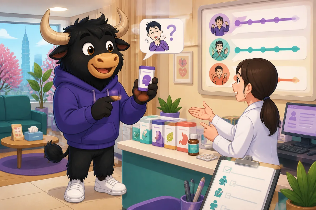 A bright Taiwan Mandarin lesson scene with Traditional Chinese phrases about abilities on cards, including skills like swimming, cooking, and speaking languages.