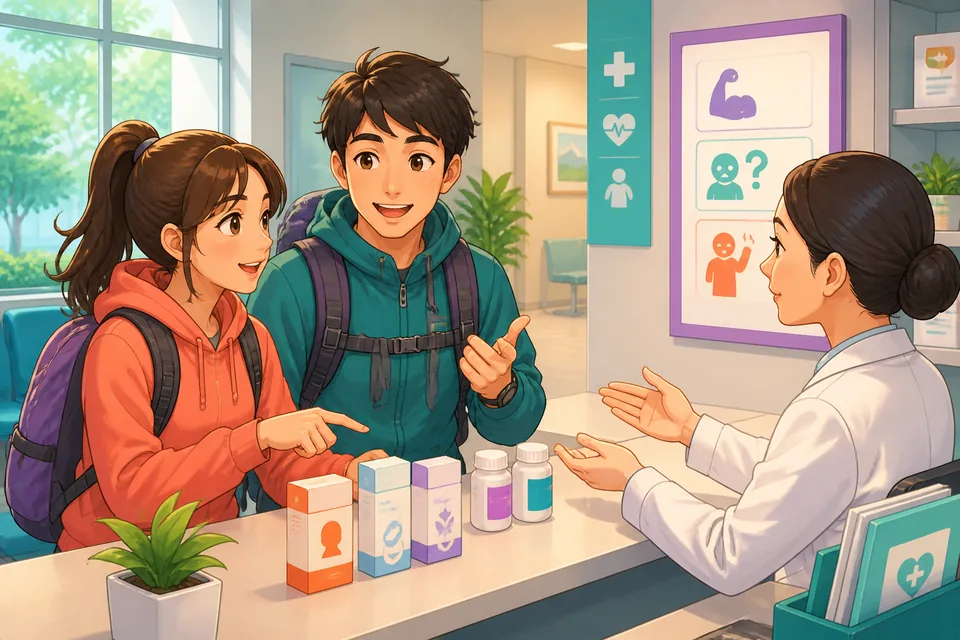 Anna and David chat in a cozy Taiwanese café, using Traditional Chinese phrases to ask about abilities, strengths, and doing things without help.