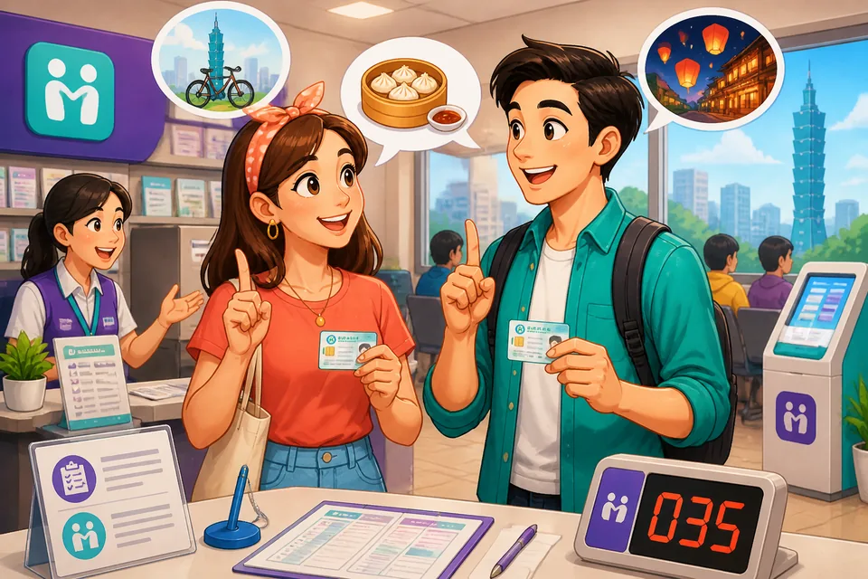 Anna and David discuss weekend plans in Taiwan using Traditional Chinese and Taiwan Mandarin agreement phrases. They smile as they decide on a plan together.