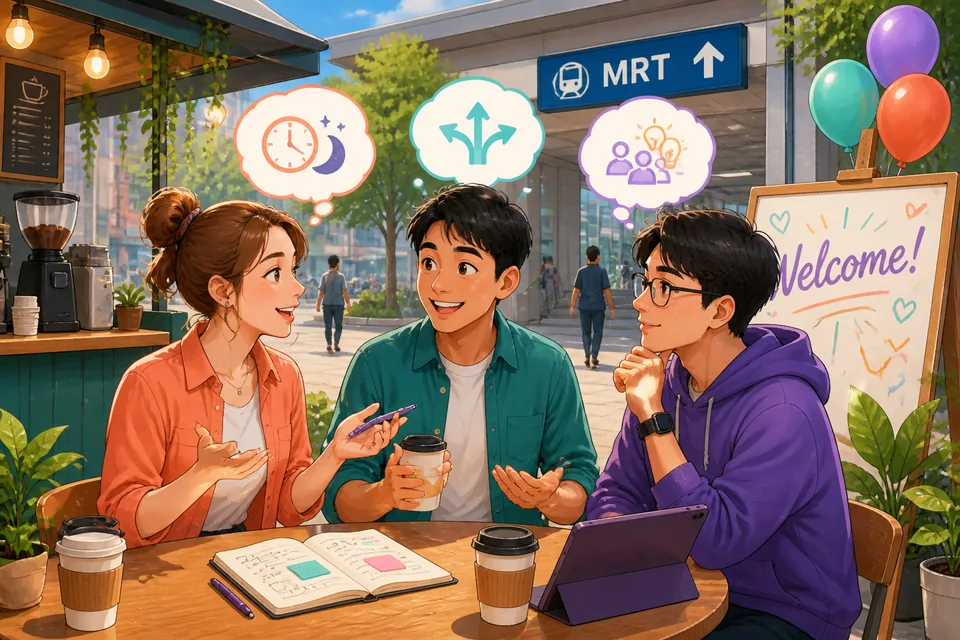 Anna and David talk in a modern Taiwan office, using Traditional Chinese Taiwan Mandarin to disagree politely. Their expressions are calm, showing a respectful discussion about different angles.