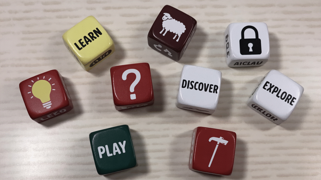 Traditional Chinese language learning dice that are similar but not Rory's Story Cubes