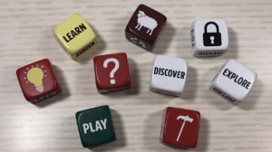 Traditional Chinese language learning dice that are similar but not Rory's Story Cubes