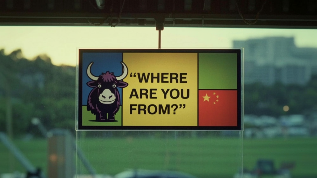 yak illustration holding “Where Are You From in Chinese 你是哪裡人 Nǐ shì nǎlǐ rén?” with map icons
