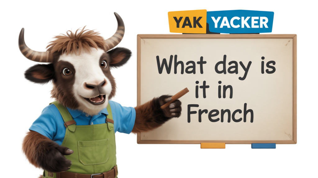 yak with “What Day Is It in French” and weekday icons.