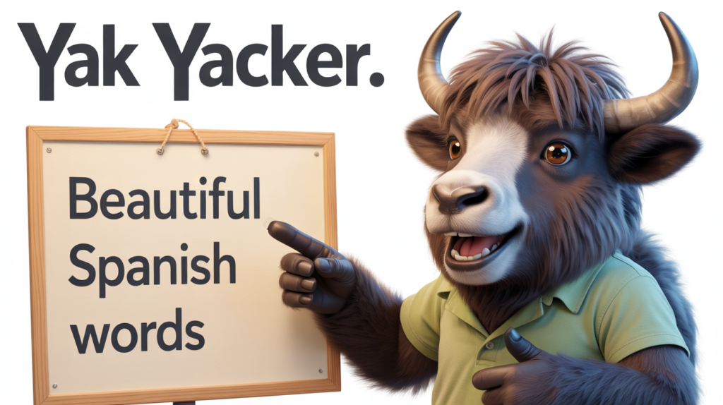 yak with “Beautiful Spanish Words” and aesthetic visuals