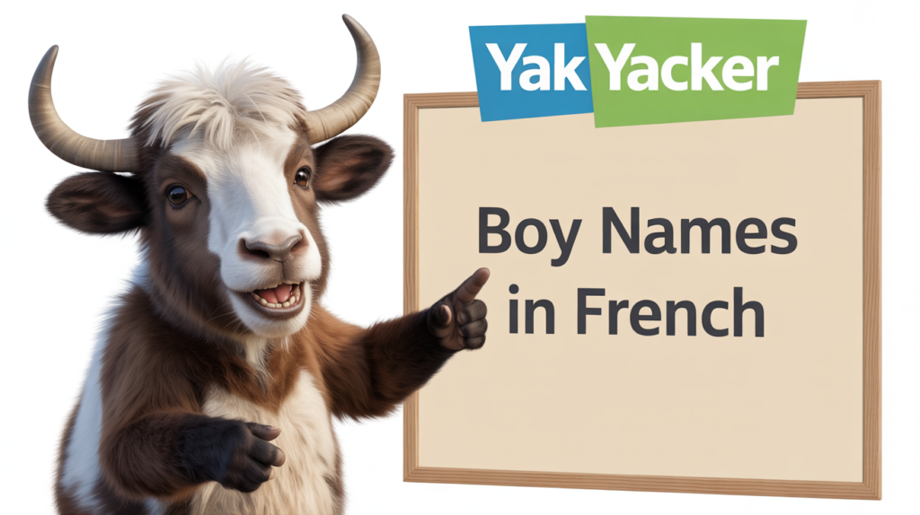 yak with “French Boy Names” and name-tag icons