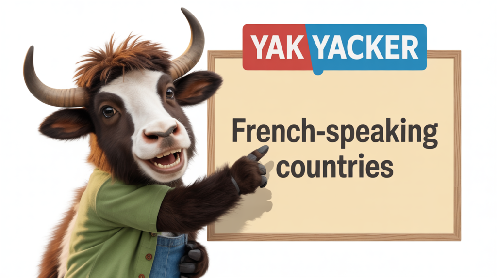 yak with “French-Speaking Countries” and world map icons.