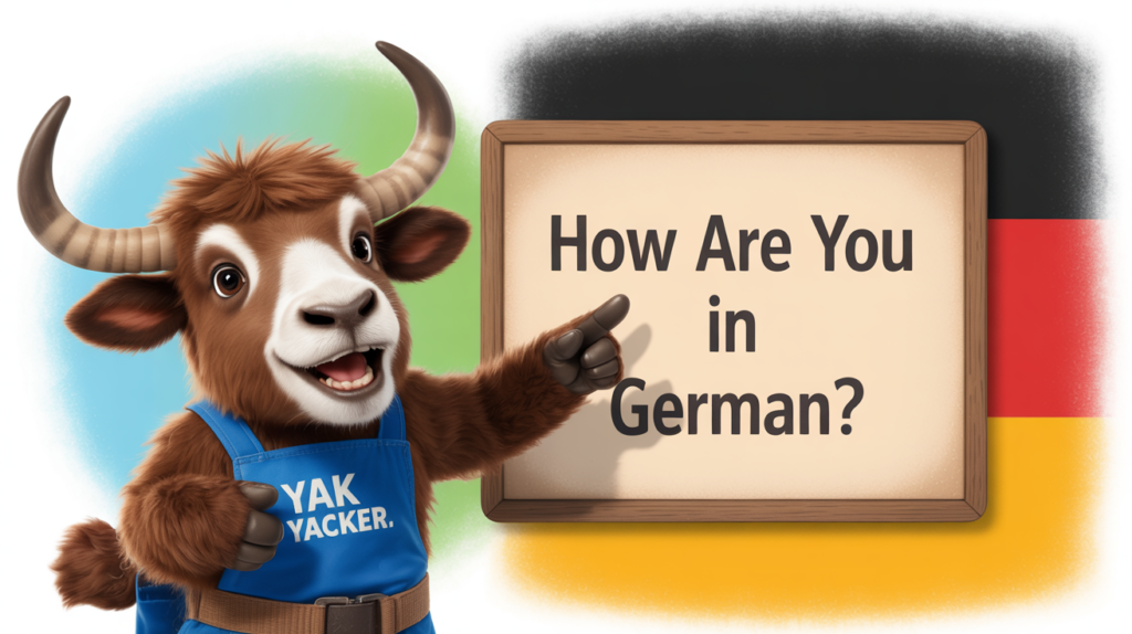 yak with “How Are You in German” and chat icons