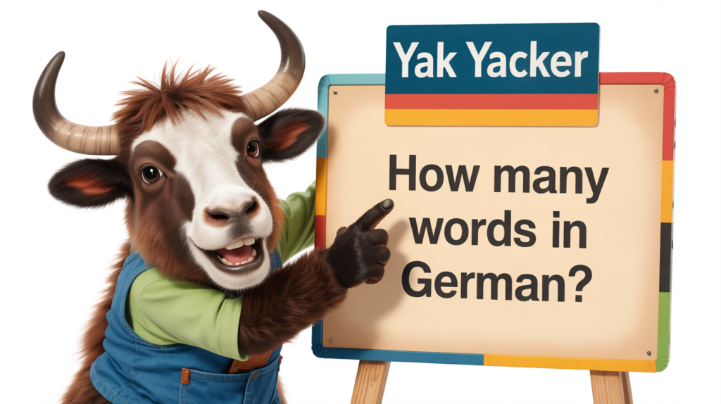 yak with “How Many Words in German?” dictionary icons