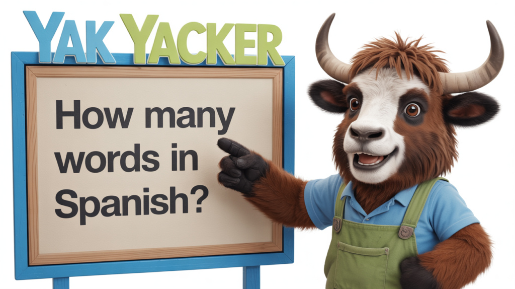 yak with “How Many Words in Spanish?” and dictionary icons.