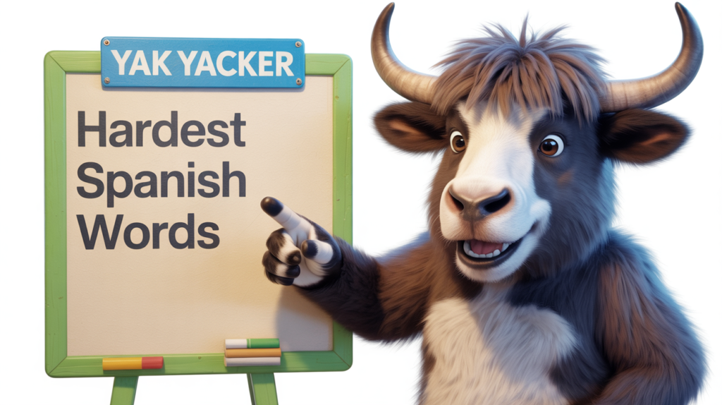 yak with “Hardest Spanish Words” and tricky letter icons