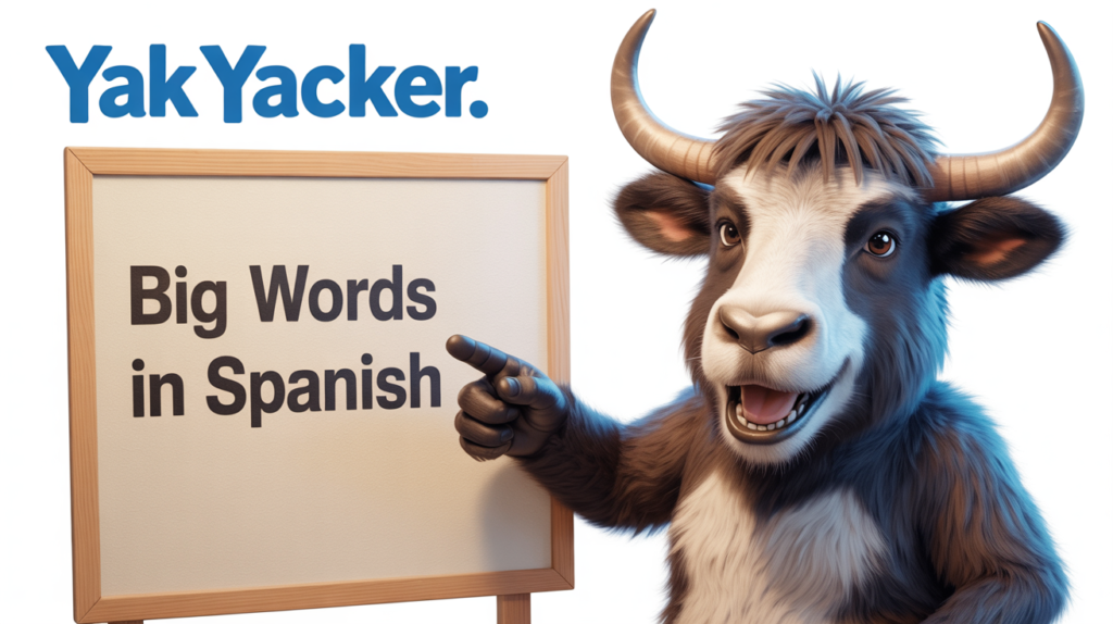 yak with “Big Words in Spanish” and academic icons