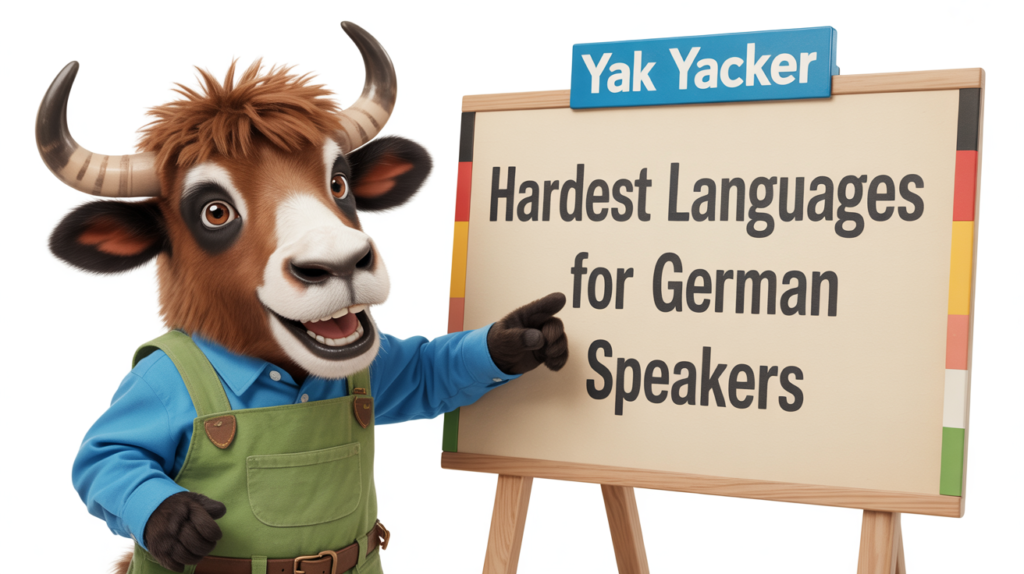 yak with “Hardest Languages for German Speakers” confused icons