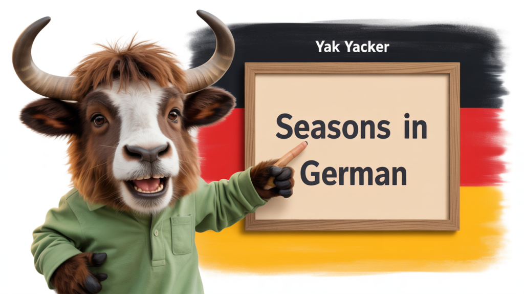 yak holding “Seasons in German” seasonal icons
