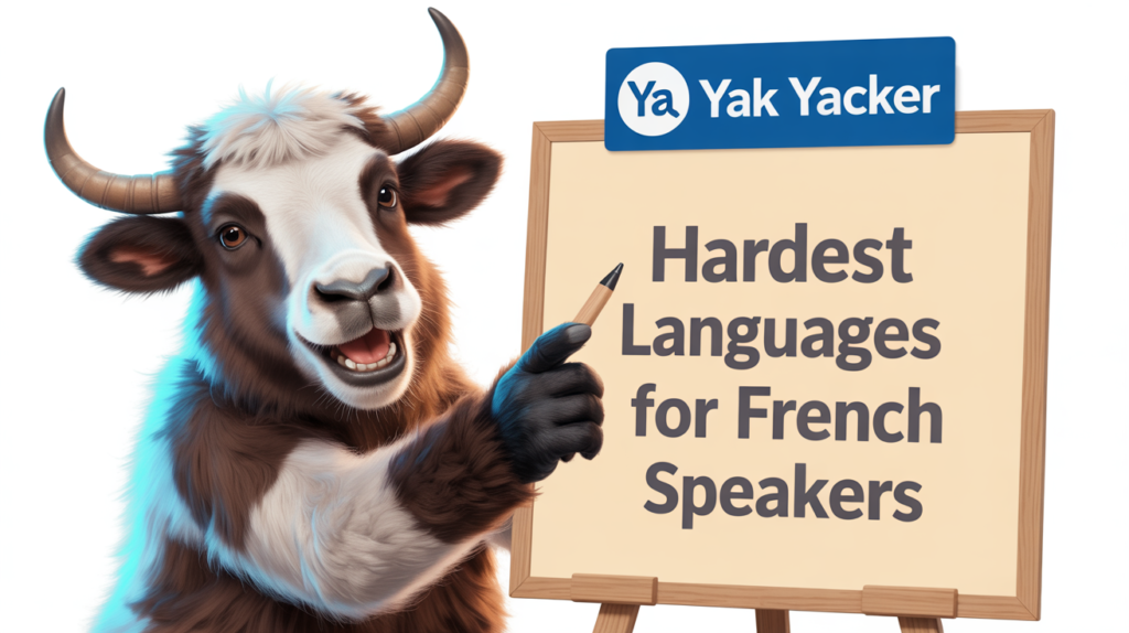 yak showing “Hardest Languages for French Speakers” with puzzled icons
