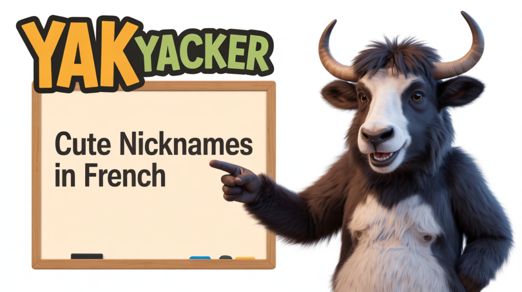 yak holding “French Nicknames” with name label icons.