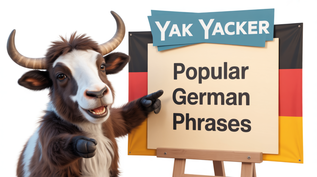 yak holding “German Phrases” conversation icons.