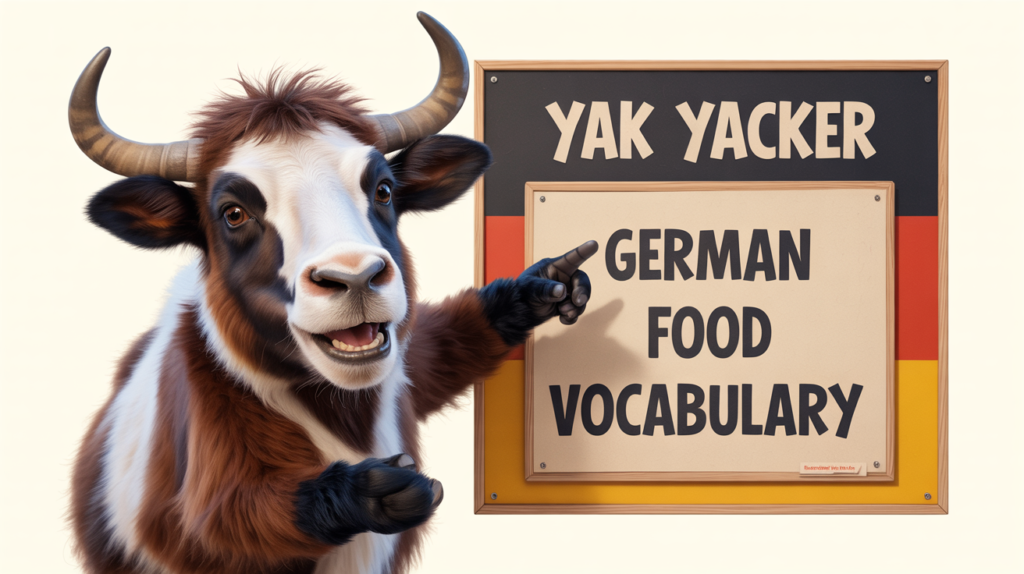 yak with “German Food Vocabulary” dish icons.