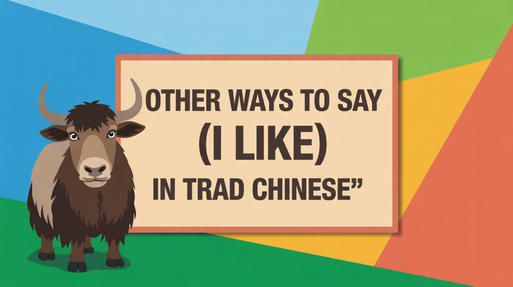 yak holding “Ways to Say I Like / I Don’t Like in Chinese” with expressive icons