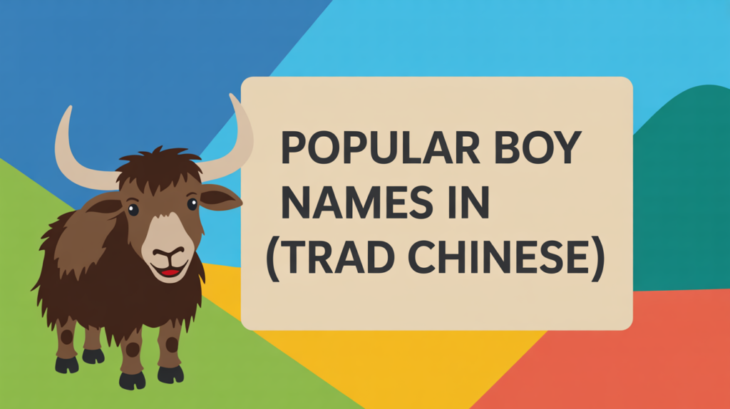 yak holding “Popular Chinese Boy Names” with name card icons