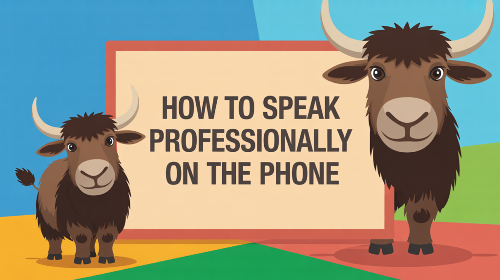 yak holding “Professional Phone Chinese 專業電話” with phone icons