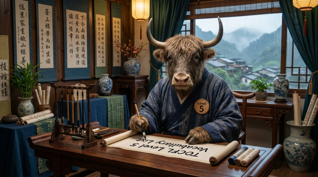 A personified yak Chinese teacher that teaches TOCFL Level 5 vocabulary list in Traditional Chinese.