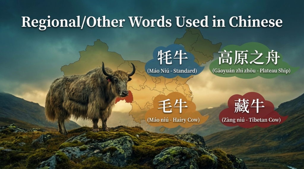 A personified yak Chinese teacher that teaches Chinese regional words, simplified Chinese vocabulary, pinyin, and everyday Mandarin variants.