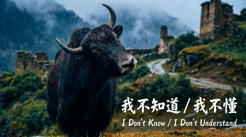 A personified yak Chinese teacher that teaches simplified Chinese I don’t know and I don’t understand phrases