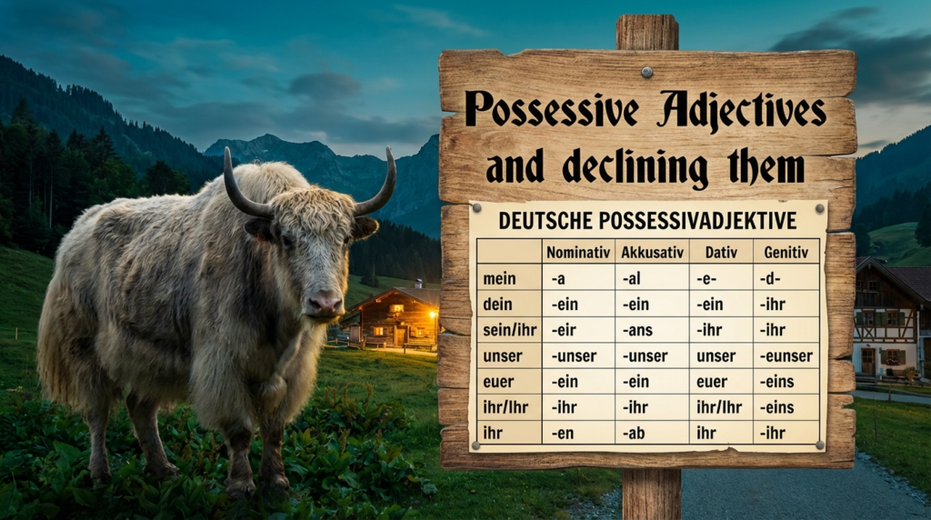 Possessive Adjectives and declining them — Learn German possessive adjectives like mein and dein, plus how to decline them correctly without the usual grammar headache.