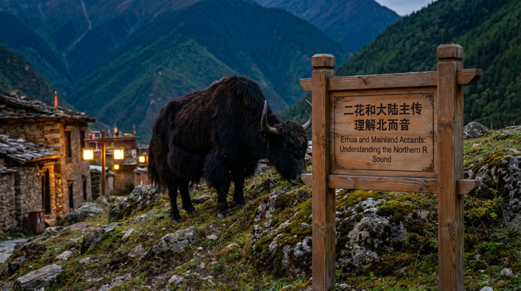 A personified yak Chinese teacher that explains simplified Chinese erhua and the northern Mandarin r sound.