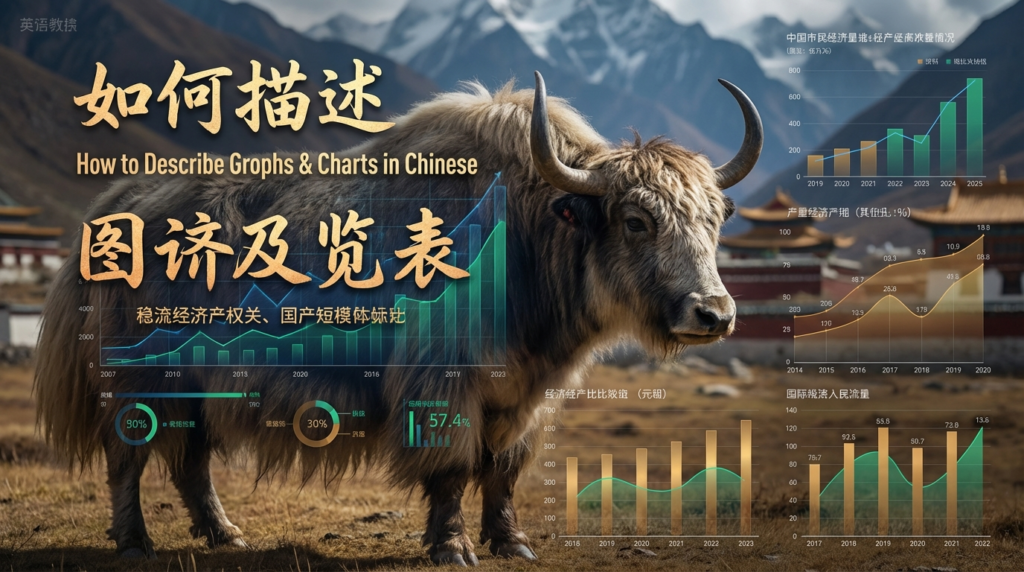 A personified yak Chinese teacher that teaches how to describe graphs and charts in Chinese.