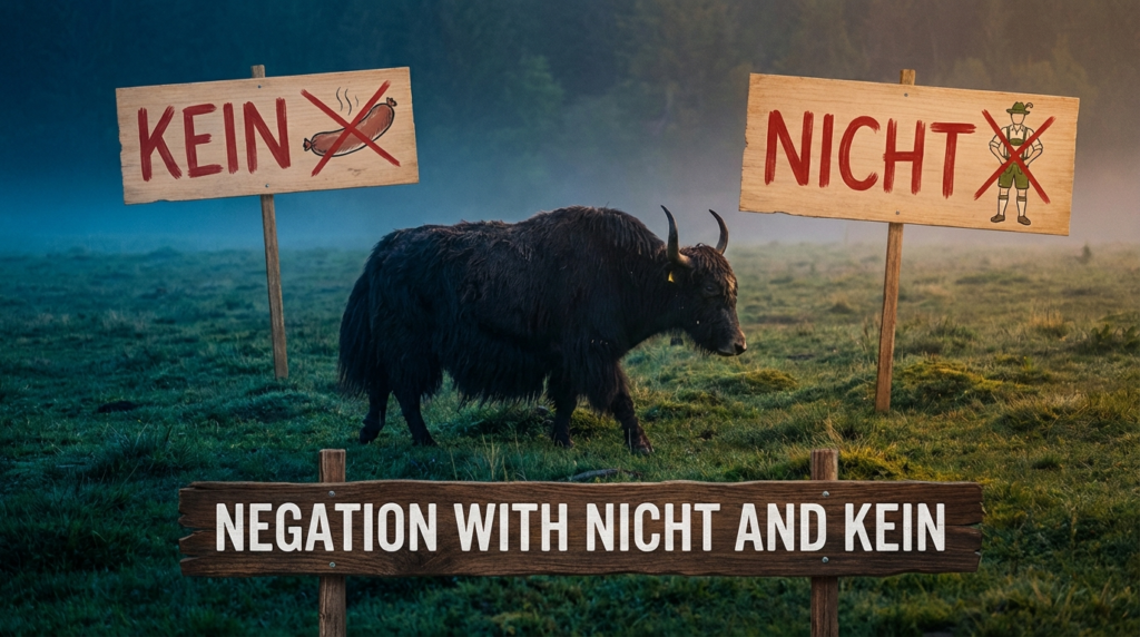 Negation with Nicht and Kein — Learn how to use nicht and kein in German with simple explanations and examples so your negative sentences actually make sense.