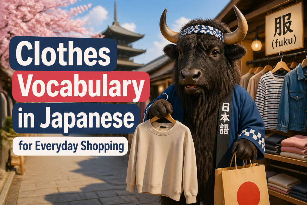 Japanese clothing vocabulary with illustrated items