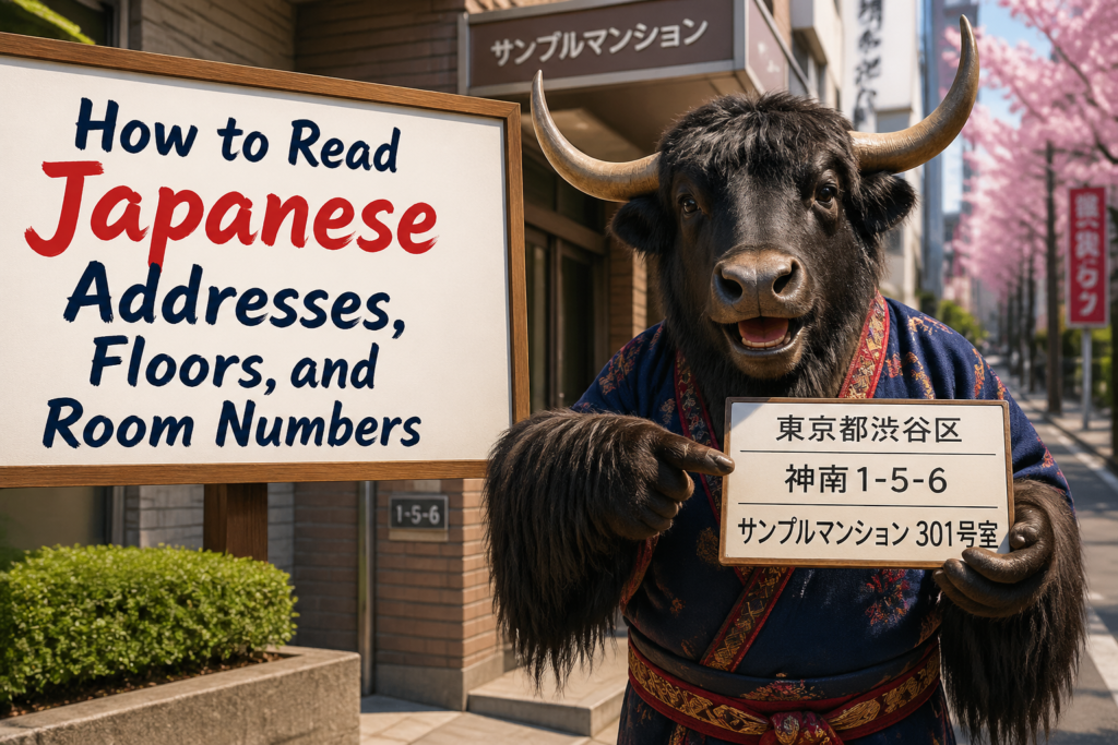 Japanese address format example with building and room numbers