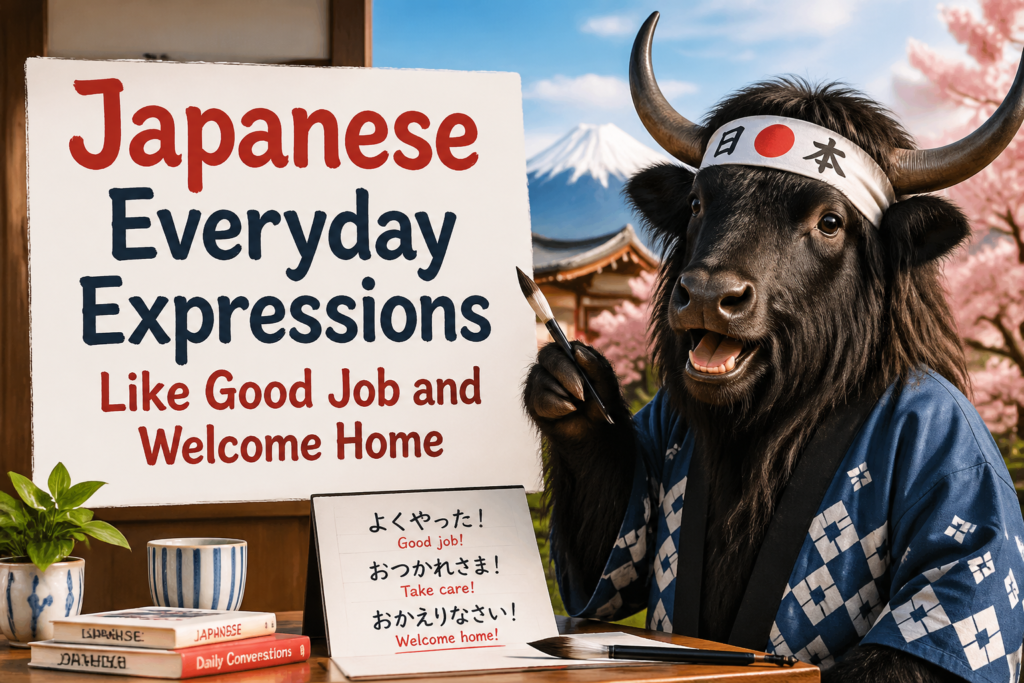 Japanese everyday expressions on a practice sheet