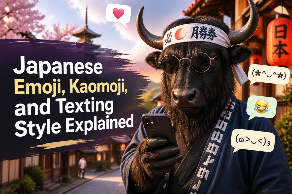 Japanese kaomoji and emoji texting examples