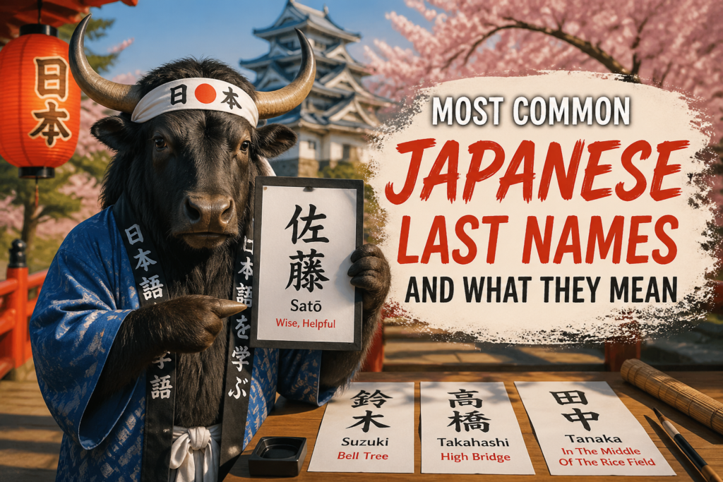 Common Japanese last names with meanings chart