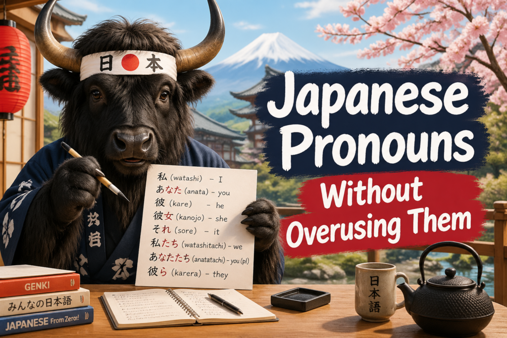 Japanese pronouns study sheet with examples